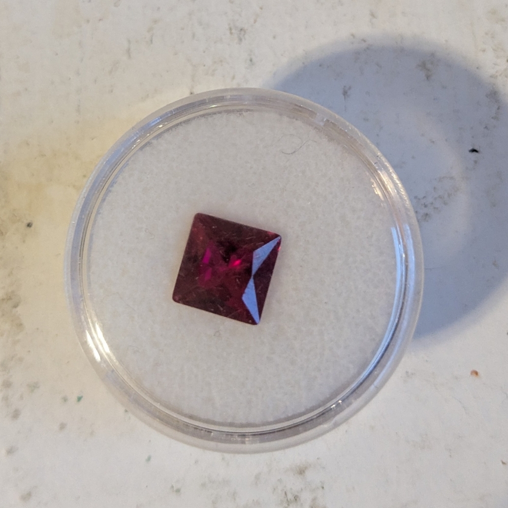 Created Princess Cut Ruby